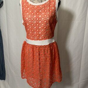 P Luca Milano Beautiful Orange and White Sleeveless Mini Dress. Size L
